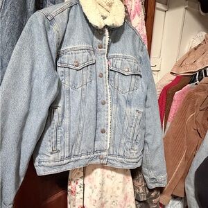 Levi's Light Blue Denim Sherpa Jacket - Women's